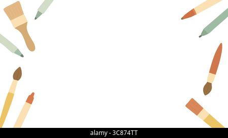 A vector background depicting scattered stationery elements like pencils, sticky notes, and paper clips. Stock Vector