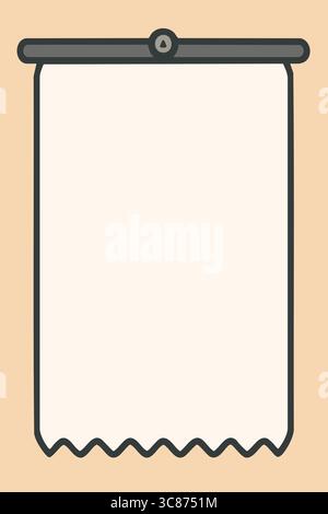 A flat vector illustration of a vertical scroll of paper with a clamping rod at the top. Stock Vector