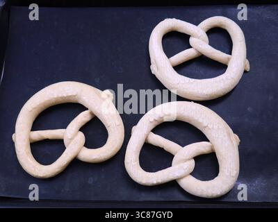 Pastry made from dough shaped into a distinctive knot of a pretzel Stock Photo