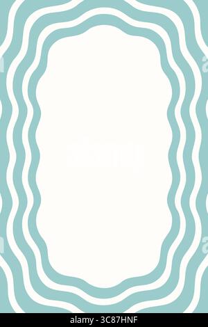 A vertical rectangular frame with layered wavy aqua line patterns. Stock Vector