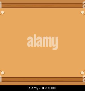 A square cork board illustration with metal tacks at each corner in a minimalist vector style. Stock Vector