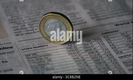 Listing of stock market indices reported in the Financial Times newspaper. Stock Photo