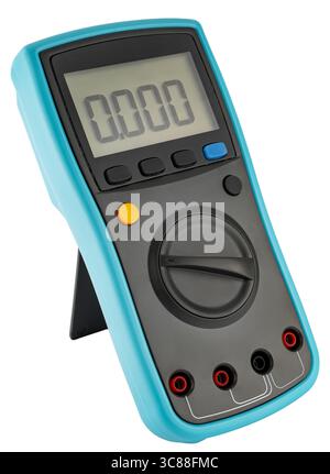 Portable multimeter with measuring leads and mode switch. Necessary for accurate adjustment and testing of equipment. Stock Photo