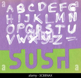 hand-drawn english ABC on paper background , design template Stock Photo