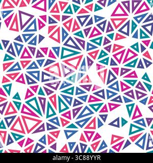 Tileable abstract background. Small triangles size. Multiple colors style. Geometric shapes outlined. Repeatable pattern. Vibrant Spectrum Contrast. Stock Vector