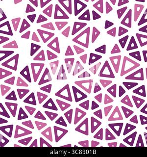 Geometric pattern. Compact triangles size. Monotone style. Rounded triangular cells outlined. Repeatable pattern. Berry Fusion Palette. Stock Vector