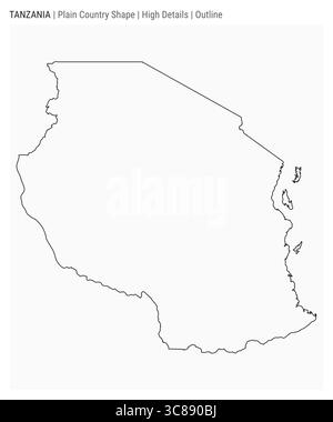 Tanzania Map. Tanzanian Country Map. Black and White National Nation ...