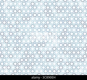 Geometric template background. Bold rounded hexagons mosaic cells with padding. Blue color tones. Hexagon geometric shapes. Seamless pattern. Stock Vector