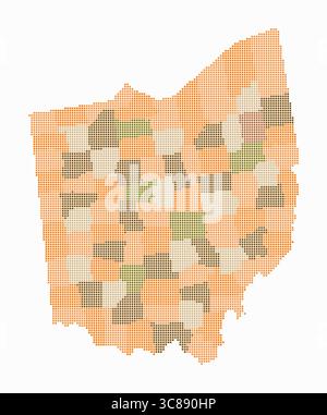 Ohio dotted map. Digital style shape of Ohio. Tech icon of the US state ...
