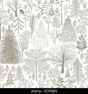Seamless forest background. hand drawing. Not AI Vector illustration Stock Vector