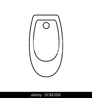 Minimalist urinal icon in black and white outline design Stock Vector