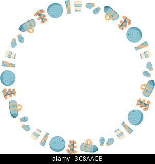 Minimal Flat Round Fitness Frame Stock Vector