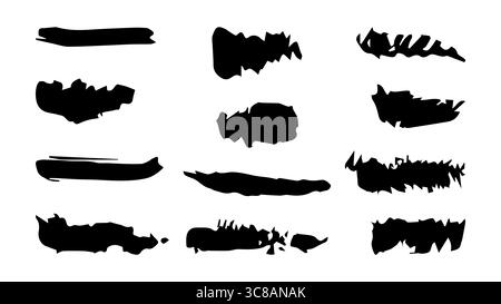 Brushes and elements for notes highlighting text. Vector illustration. Stock Vector