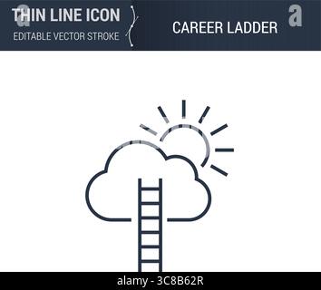 Career Ladder Icon - Thin Line Business Symbol. Perfect for Web Design. High-Quality Outline Vector Concept. Premium, Minimalist, Elegant Logo. Stock Vector