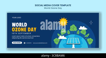 Environmental Protection Social Media Cover Template for World Ozone Day Stock Vector