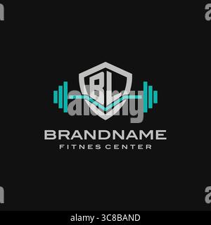 Creative letter BL logo design for gym or fitness vector graphic Stock Vector