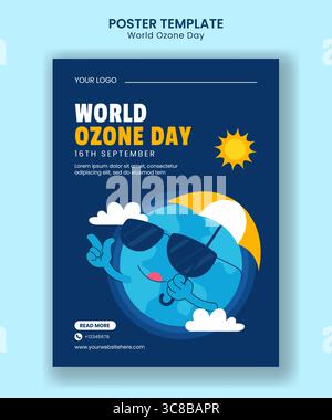 World Ozone Day Social Media Vertical Poster Graphic Design with Hand Drawn Flat Style Stock Vector