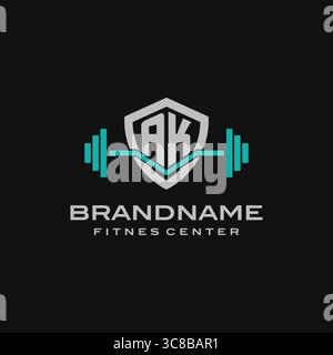 Creative letter AK logo design for gym or fitness vector graphic Stock Vector
