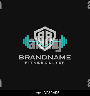 Creative letter BR logo design for gym or fitness vector graphic Stock Vector
