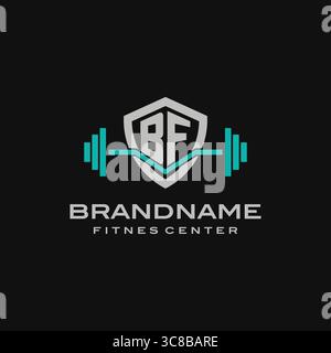 Creative letter BF logo design for gym or fitness vector graphic Stock Vector