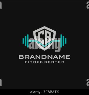 Creative letter CB logo design for gym or fitness vector graphic Stock Vector