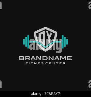 Creative letter DY logo design for gym or fitness vector graphic Stock Vector