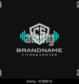 Creative letter CS logo design for gym or fitness vector graphic Stock Vector