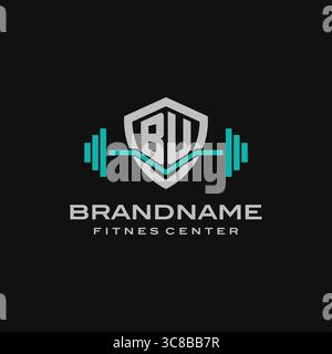 Creative letter BU logo design for gym or fitness vector graphic Stock Vector