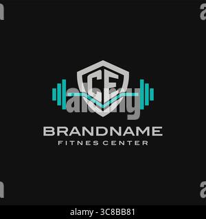 Creative letter CE logo design for gym or fitness vector graphic Stock Vector