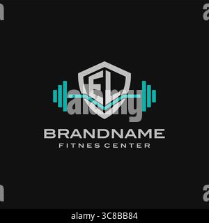 Creative letter EL logo design for gym or fitness vector graphic Stock Vector