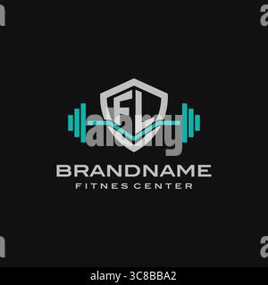 Creative letter FL logo design for gym or fitness vector graphic Stock Vector