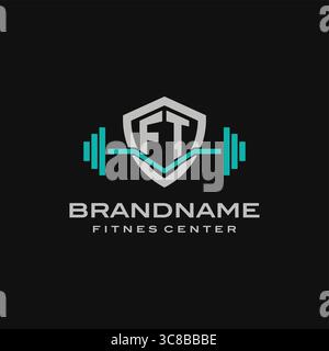 Creative letter FT logo design for gym or fitness vector graphic Stock Vector