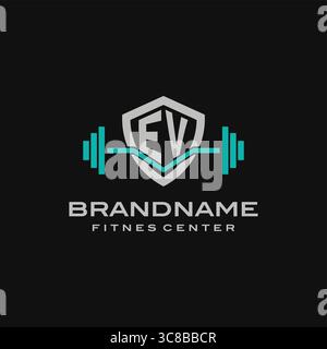 Creative letter EV logo design for gym or fitness vector graphic Stock Vector