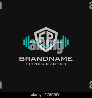 Creative letter FP logo design for gym or fitness vector graphic Stock Vector