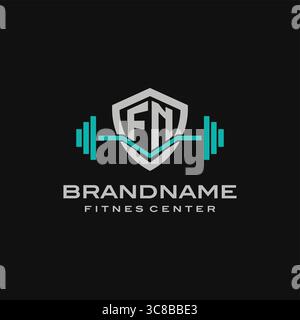 Creative letter FN logo design for gym or fitness vector graphic Stock Vector