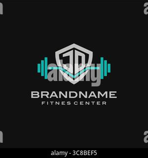Creative letter JD logo design for gym or fitness vector graphic Stock Vector