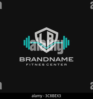Creative letter LB logo design for gym or fitness vector graphic Stock Vector