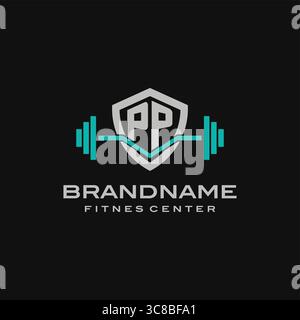 Creative letter PP logo design for gym or fitness vector graphic Stock Vector