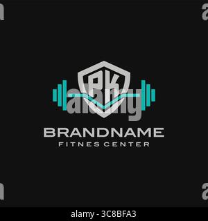 Creative letter PK logo design for gym or fitness vector graphic Stock Vector