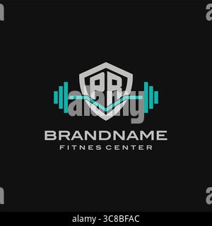 Creative letter PR logo design for gym or fitness vector graphic Stock Vector
