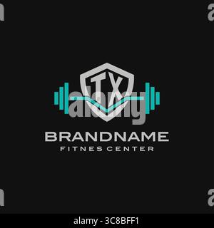 Creative letter TX logo design for gym or fitness vector graphic Stock Vector