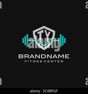 Creative letter TY logo design for gym or fitness vector graphic Stock Vector
