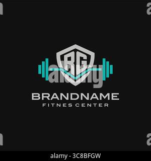 Creative letter RG logo design for gym or fitness vector graphic Stock Vector