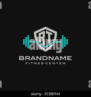 Creative letter RT logo design for gym or fitness vector graphic Stock Vector