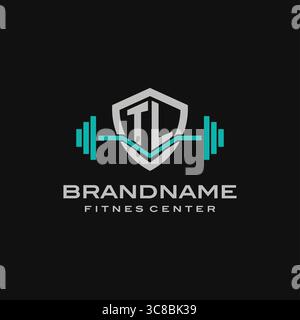 Creative letter TL logo design for gym or fitness vector graphic Stock Vector