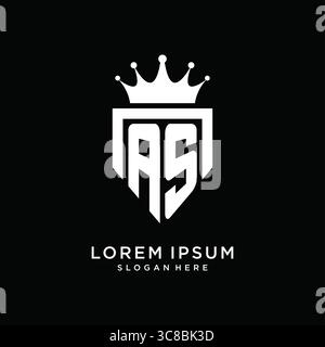 Letter AS logo monogram emblem style with crown shape design template vector graphic vector graphic Stock Vector