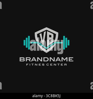 Creative letter VB logo design for gym or fitness vector graphic Stock Vector