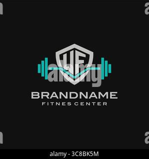 Creative letter WF logo design for gym or fitness vector graphic Stock Vector