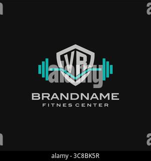 Creative letter VR logo design for gym or fitness vector graphic Stock Vector