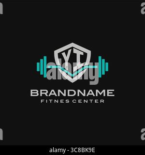 Creative letter YI logo design for gym or fitness vector graphic Stock Vector